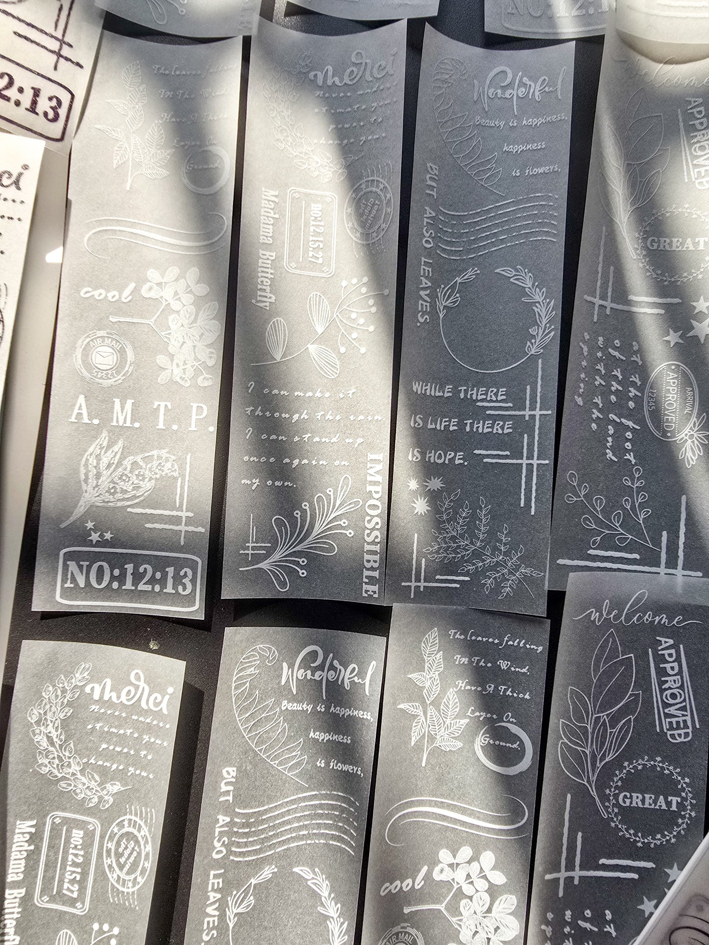 NNHY807 - sticker this murmur flower series creative retro sulphuric acid paper white ink hand account material 30 sheets into