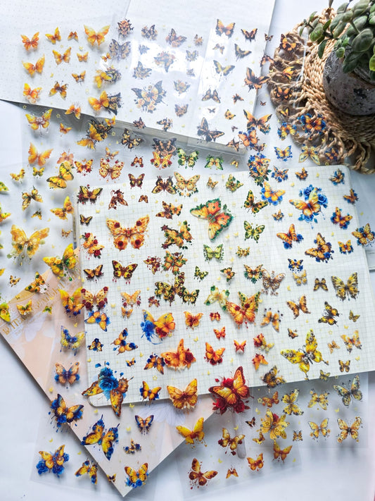 YXMD602 - sticker under the moon butterfly laser shell light hand account sticker waterproof pet film hand account material