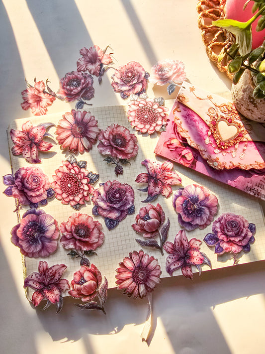 MG024-0962- |G-2|Yan Ji stickers colorful glaze series butterfly gem small objects handbook decoration material 20 pieces 6 types|Flower