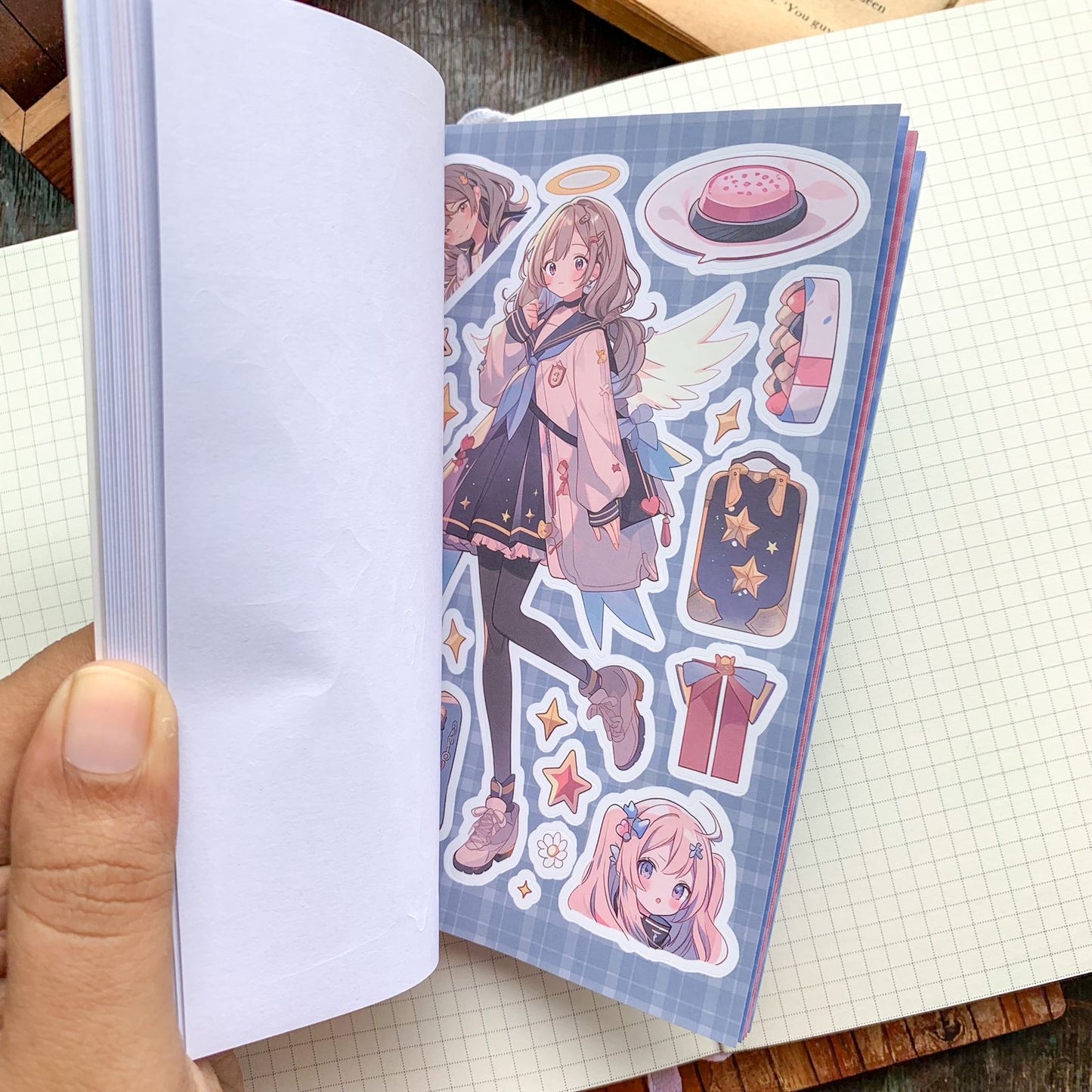 KQ1826|G-7| - Girl Deco Sticker Book | Sticker Book Kawaii Sweet and Gentle Dreaming Angel Girls Multi-colour 20 Sheets  | 105x148 mm