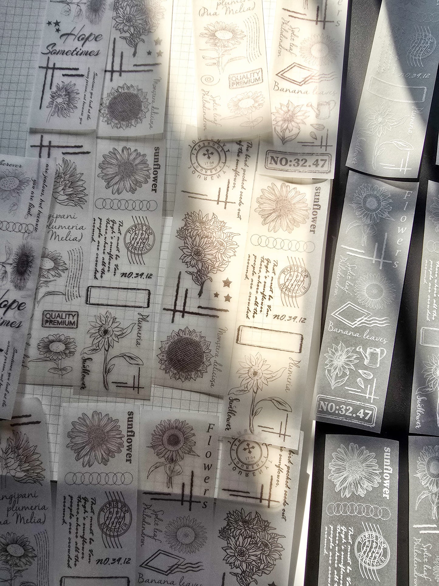 NNHY806 -|G4| sticker this murmur flower series creative retro sulphuric acid paper white ink hand account material 30 sheets into