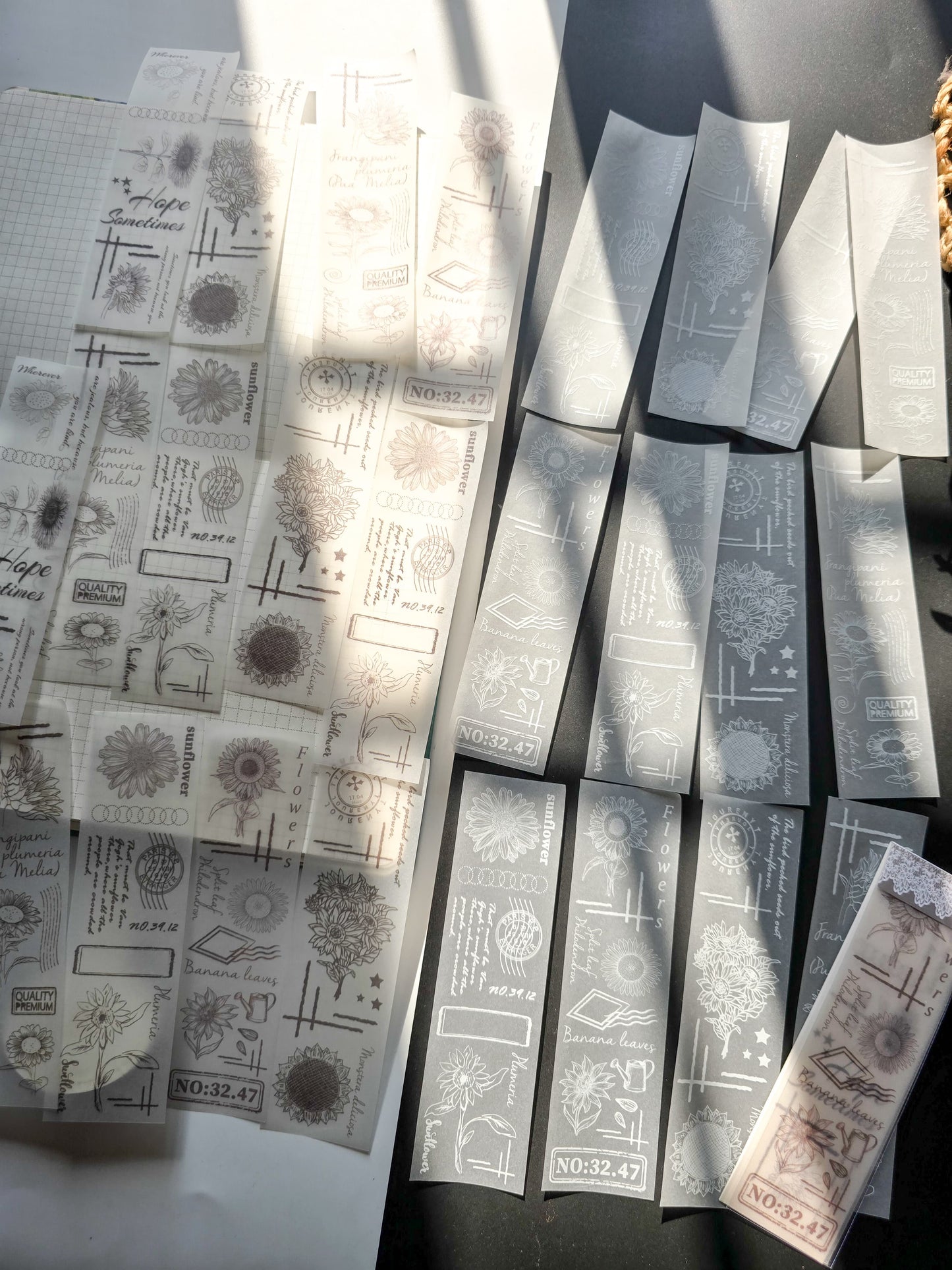NNHY806 -|G4| sticker this murmur flower series creative retro sulphuric acid paper white ink hand account material 30 sheets into