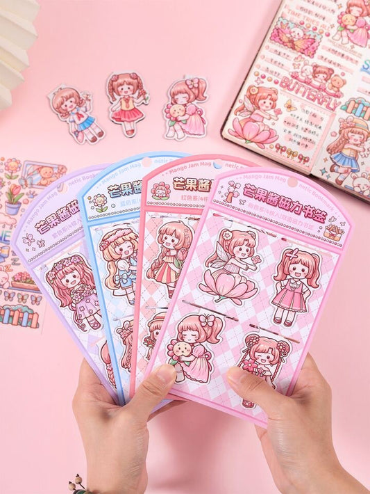 Kqmgjclsq-400|G-9| Magnetic Bookmark 4pcs | Translucent Sticker 1 Sheet Random Design