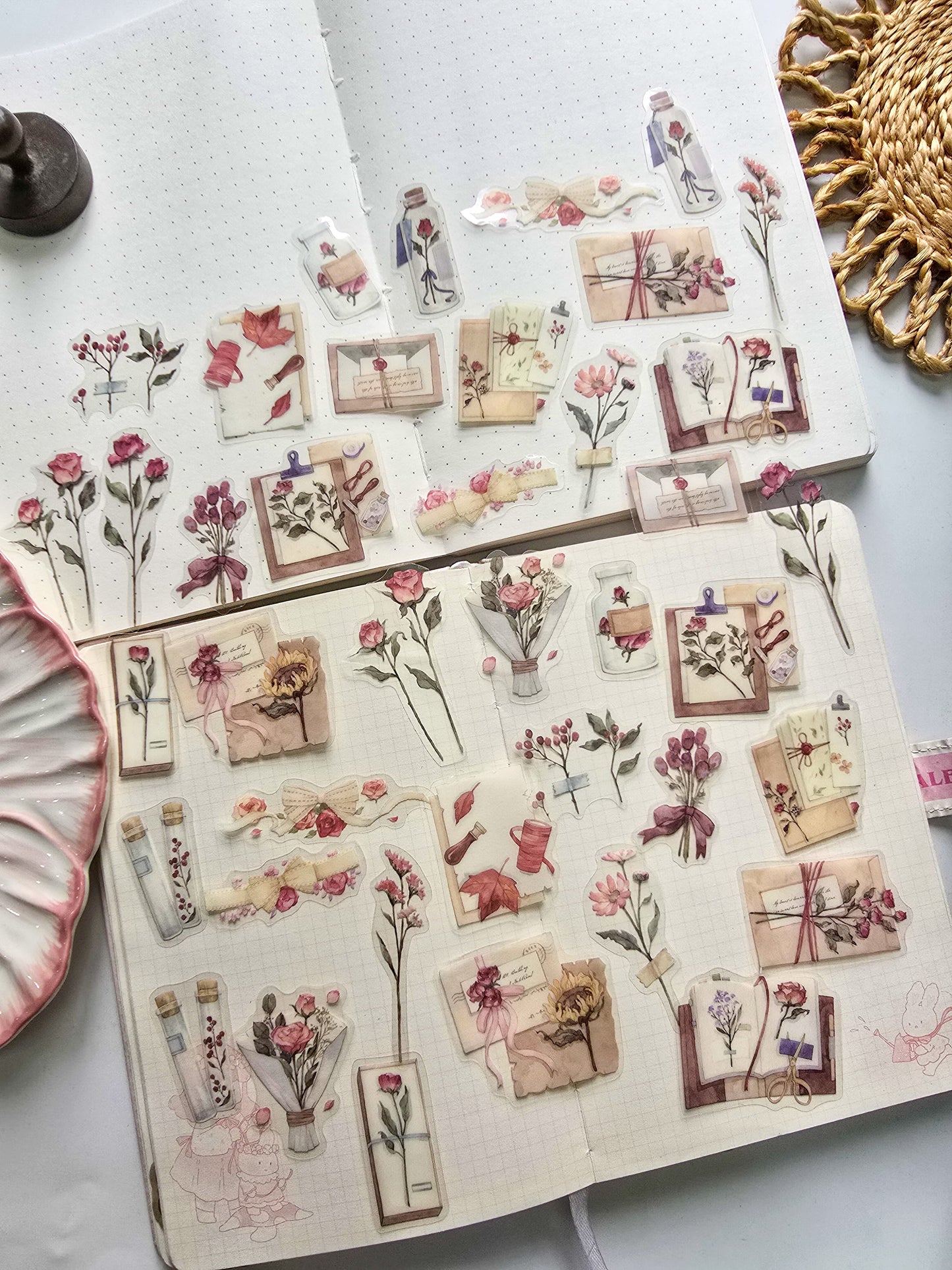 TZB-0674 Aesthetic Stickers |Transparent Pet Sticker|Journal Sticker 40 Pcs