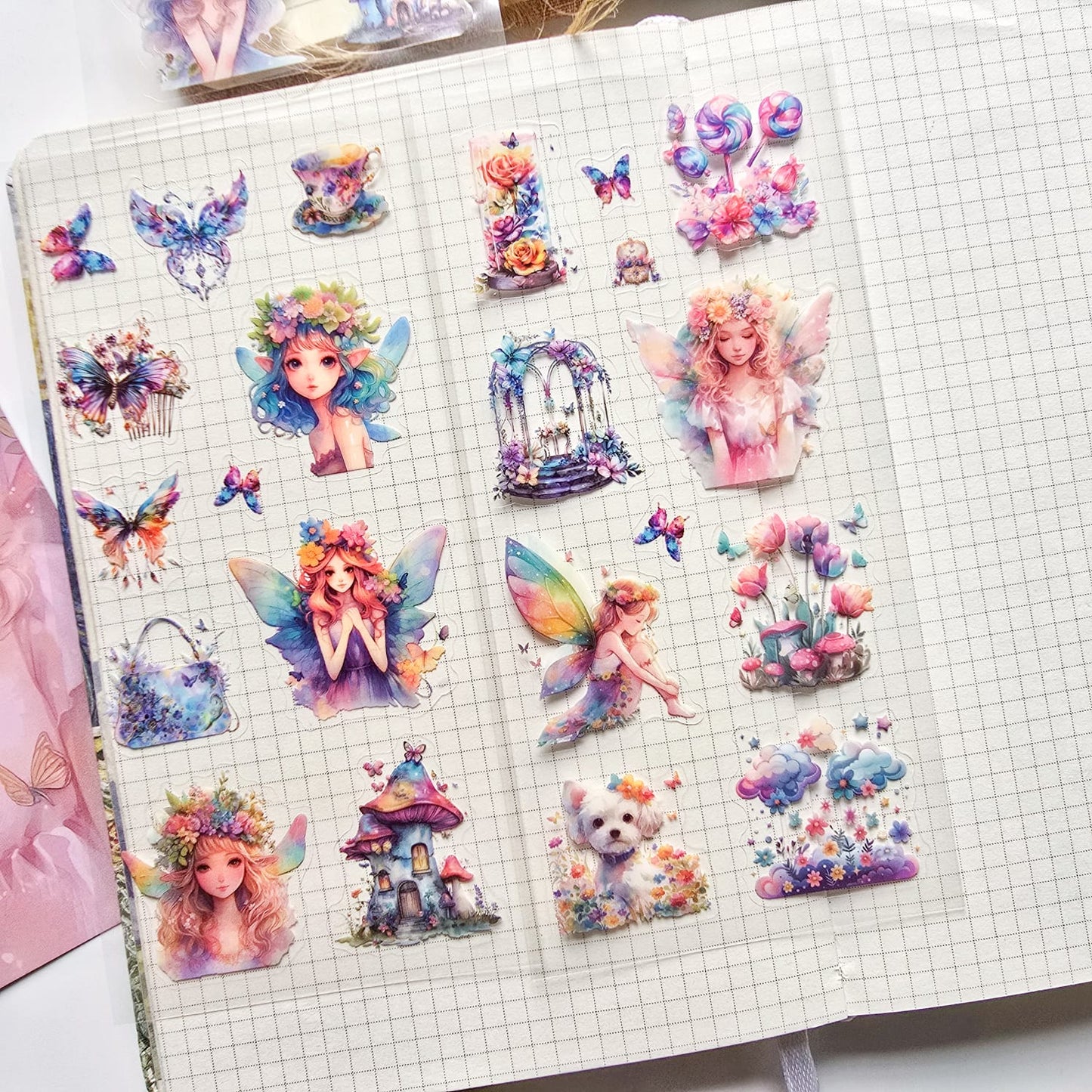 XYHM404|G9| - sticker pack Star Language Flower Dream series retro cut film handbook pet material stickers 6 pieces into 4 types