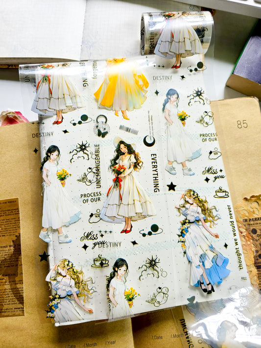 ZNLT-202 | Moonlight Hidden PET Washi Tape |  Girl Theme  Transparent Washi Tape |1pcs Roll