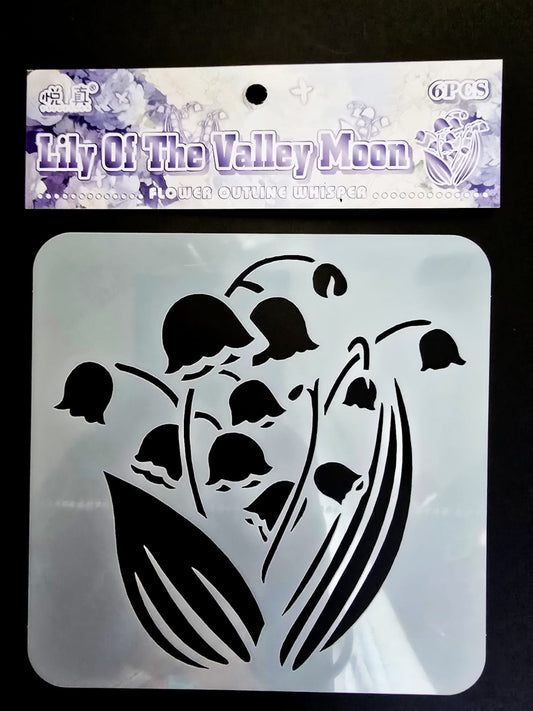 #13 HKDY-4-03 | Lily Of The Valley Moon Stencil | Flower Outline Whisper Stencil |
