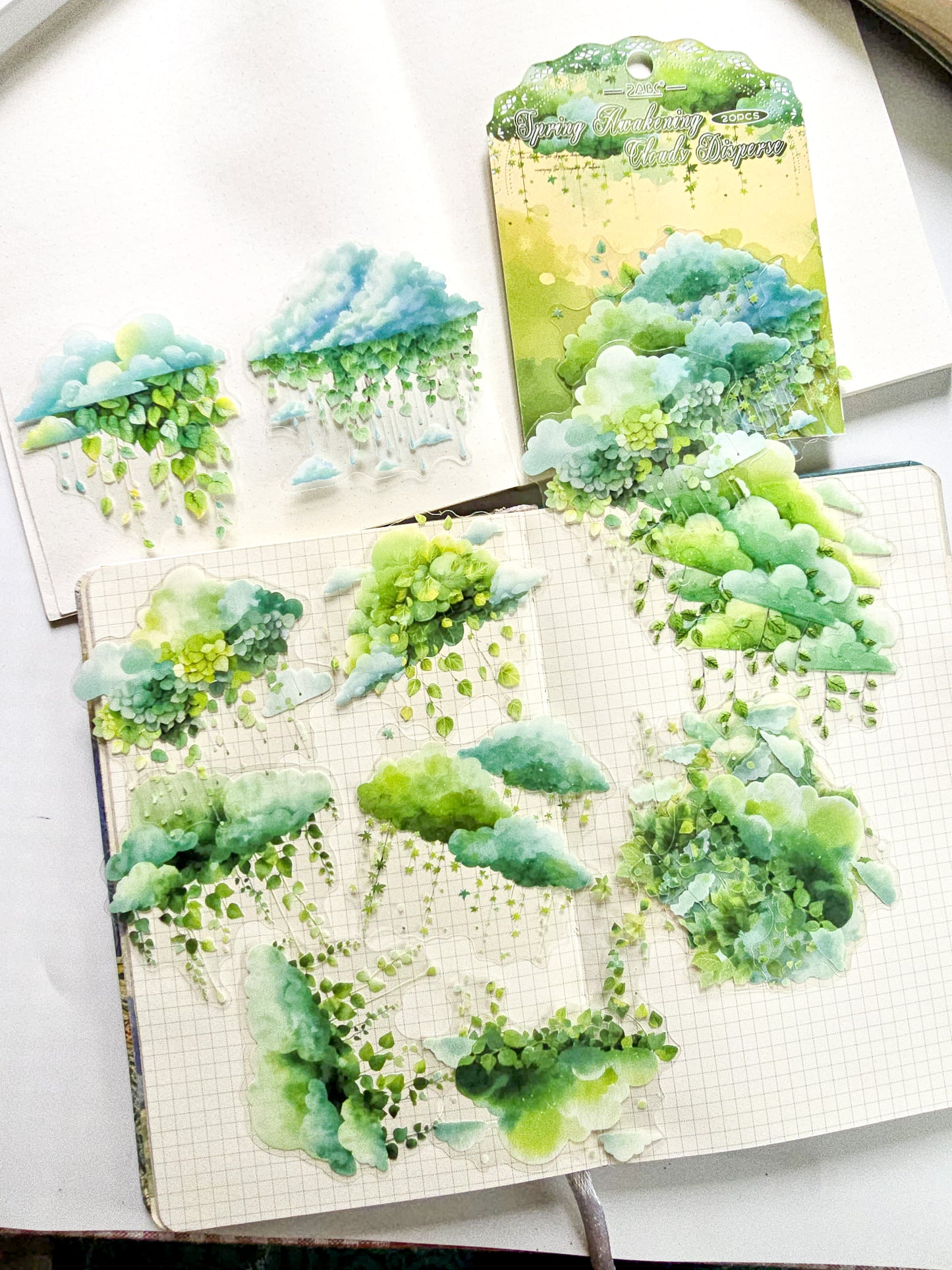 Korean-Style Decorative Stickers 20 Pcs |  From A "Starry Sky" Or Similar Series.They Are Designed For DIY Crafts, Journaling, And Scrapbooking| Featuring Aesthetic PET Cloud And Sky Imagery |