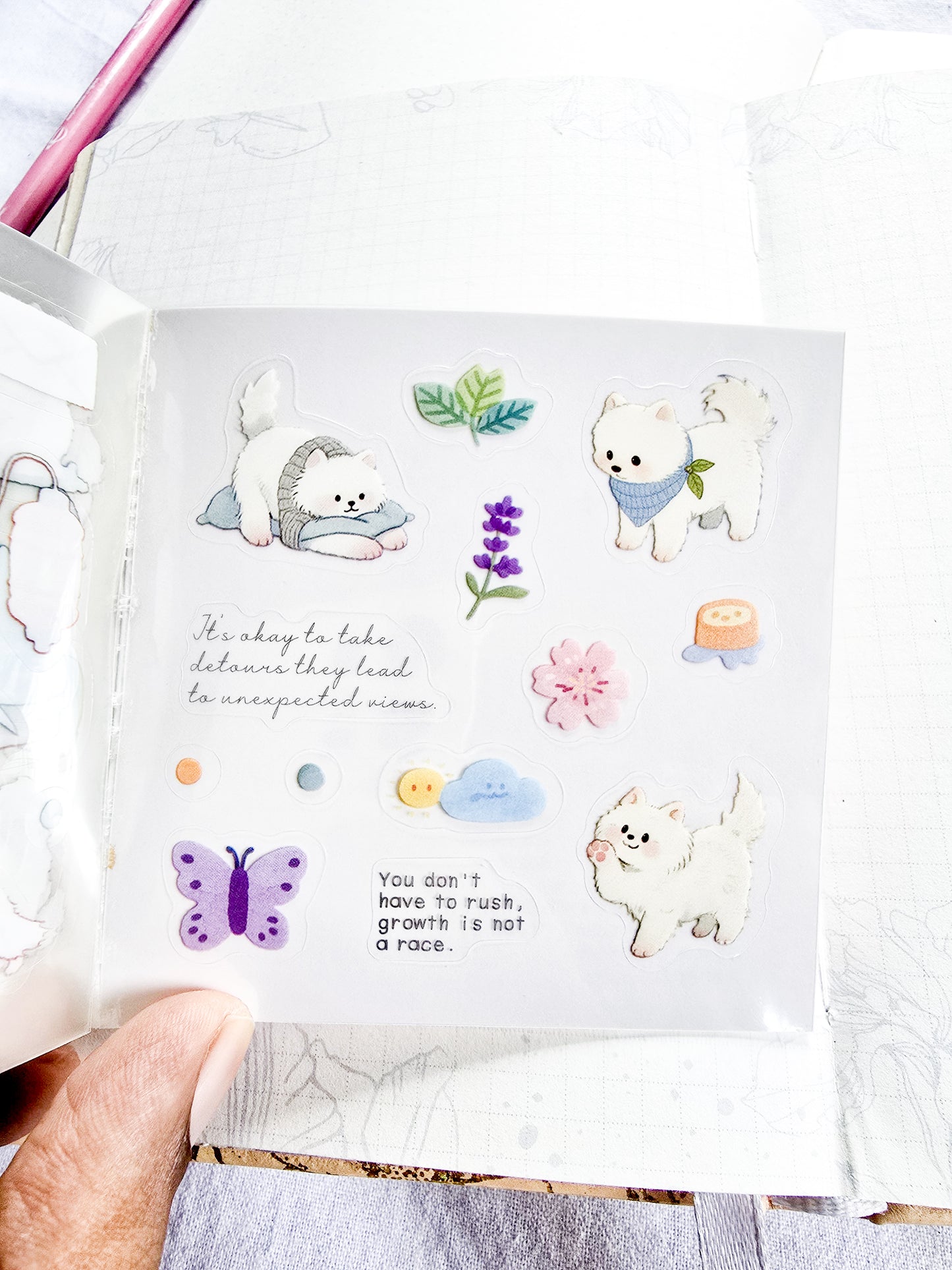 MRZYT-404| 20-Sheet PET Pet Theme Sticker Books Featuring Die-Cut White Dog Designs | 80*80mm .