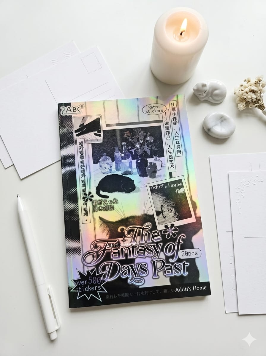 GZBBX-403 | Fantasy of Days Past 20-sheet Retro PET Sticker Book | Featuring Waterproof PET Material And a Thematic Holographic Cover |