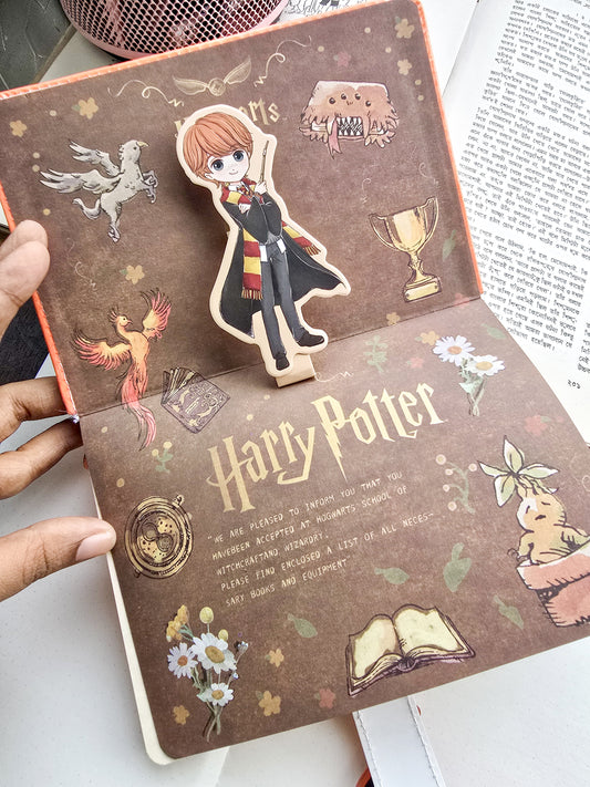 MG26610 | Harry Potter Inspired Lock Diary Featuring a Cartoon Ron Weasley Design And a Magnetic Snap Closure. Number of Pages in the Notebook is 95