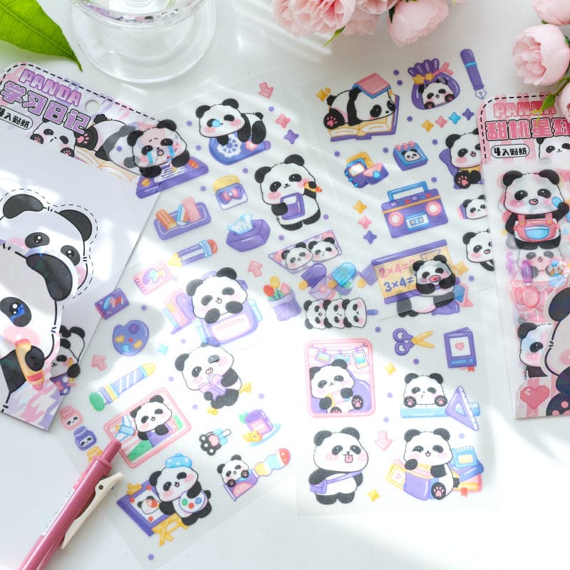 DS-0401|G-9| Panda Translucent Kawaii Sticker| PET | 4 Sheets | 105*180mm