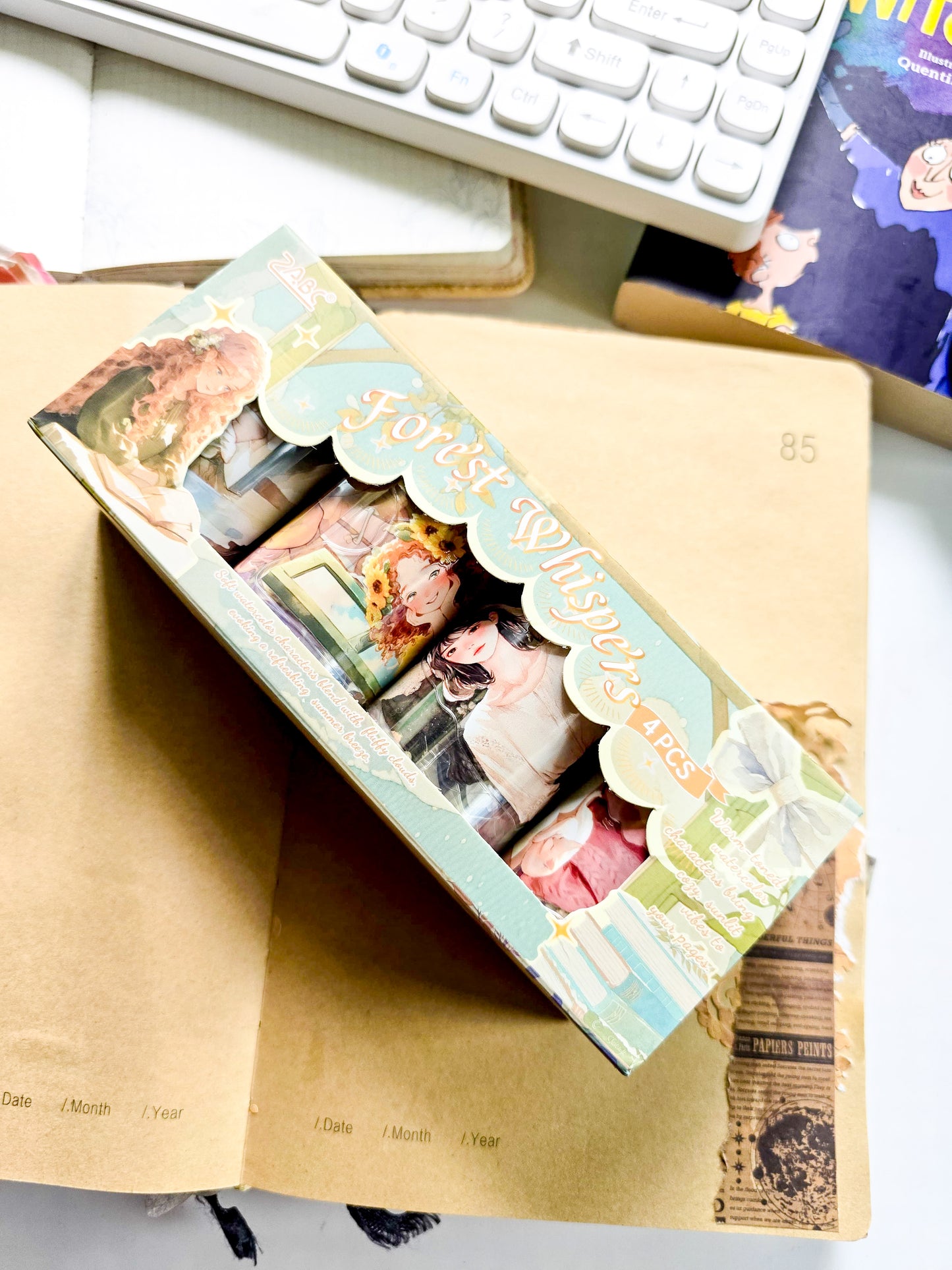 WHHX-202 | Forest Whispers" Themed Washi Tape | 1 Rolls Of Watercolor-Style Character Tape Intended For Journaling And Crafting | 60*2m/1000mm