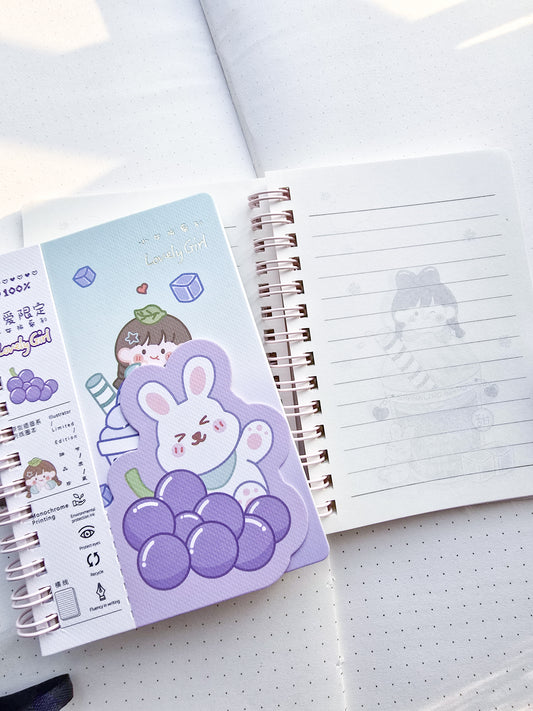 LK6480-04 |Rf|  Lovely Girl |  Ruled Special kawaii Notebook | Spiral Binding | 95*130mm | 80 Pages