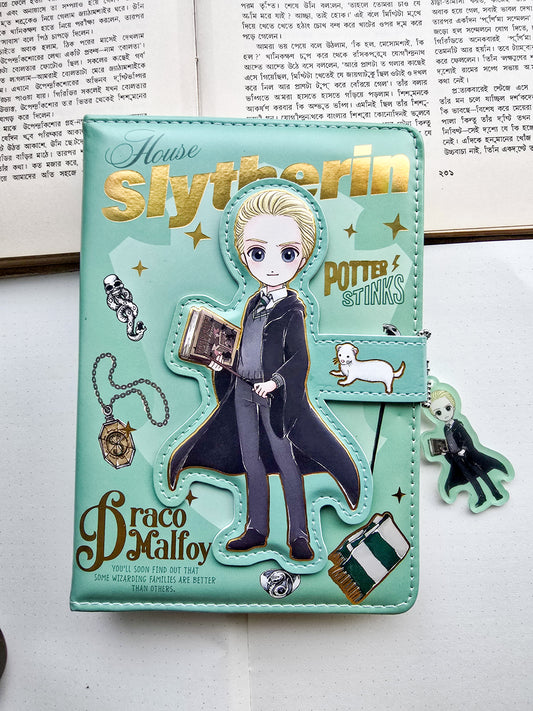 MG26610 | Harry Potter A5-Sized Notebook Featuring a Slytherin House Theme With Draco Malfoy Artwork.Number of Pages in the Notebook is 95