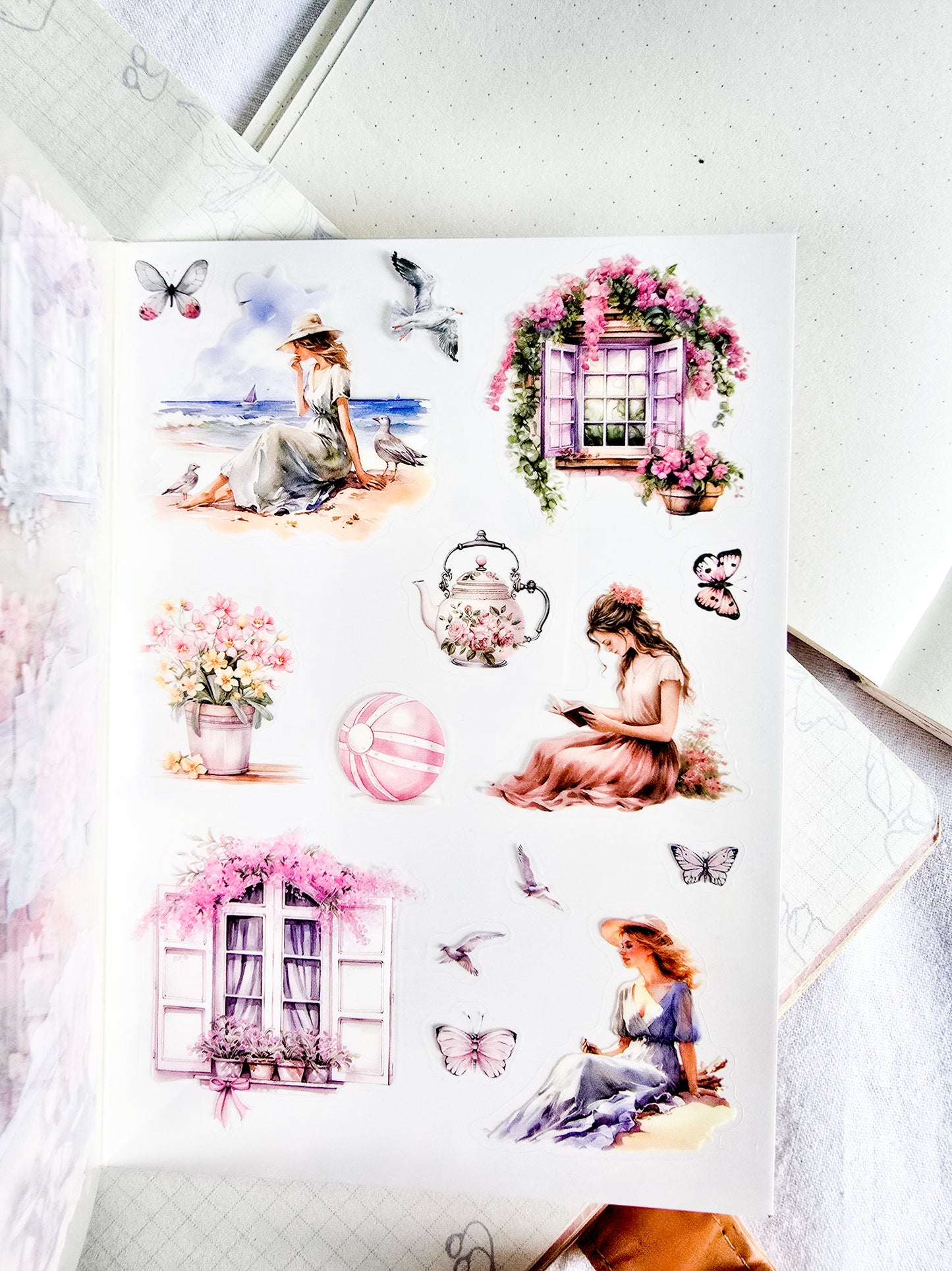 DSB-5349 | Four Seasons Tales Sticker Book | Featuring Vintage-Style Dreamy Aesthetics |  20 Sheets 10.5 * 14.8cm