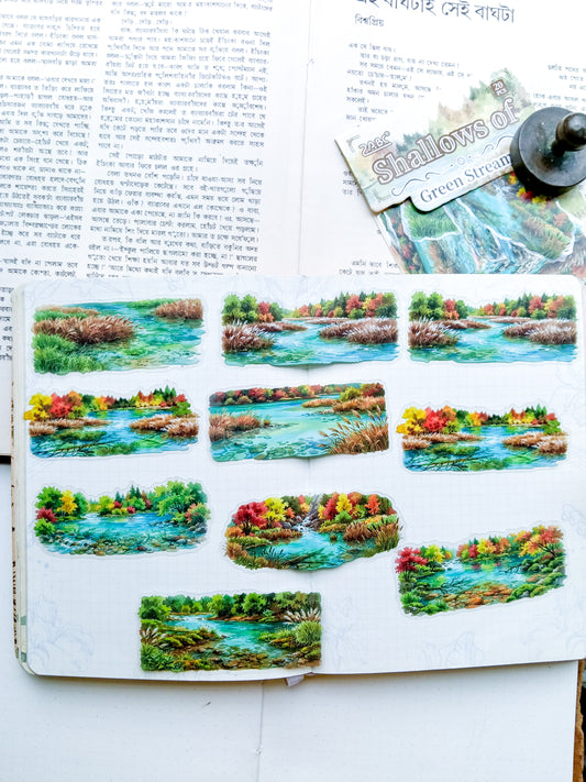 SYXQ-404 | Shallows Of Green Stream PET Sticker 20pcs | 70* 80mm