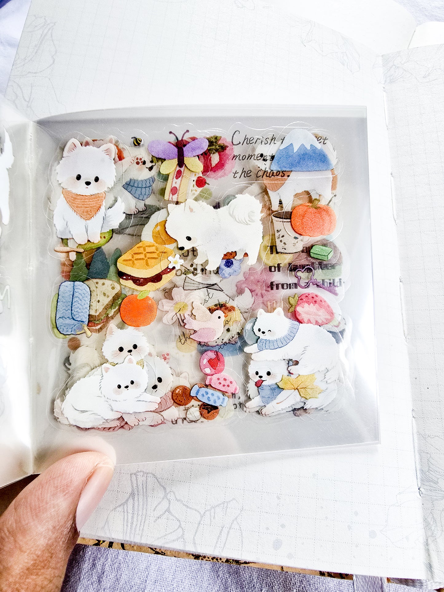 MRZYT-404| 20-Sheet PET Pet Theme Sticker Books Featuring Die-Cut White Dog Designs | 80*80mm .