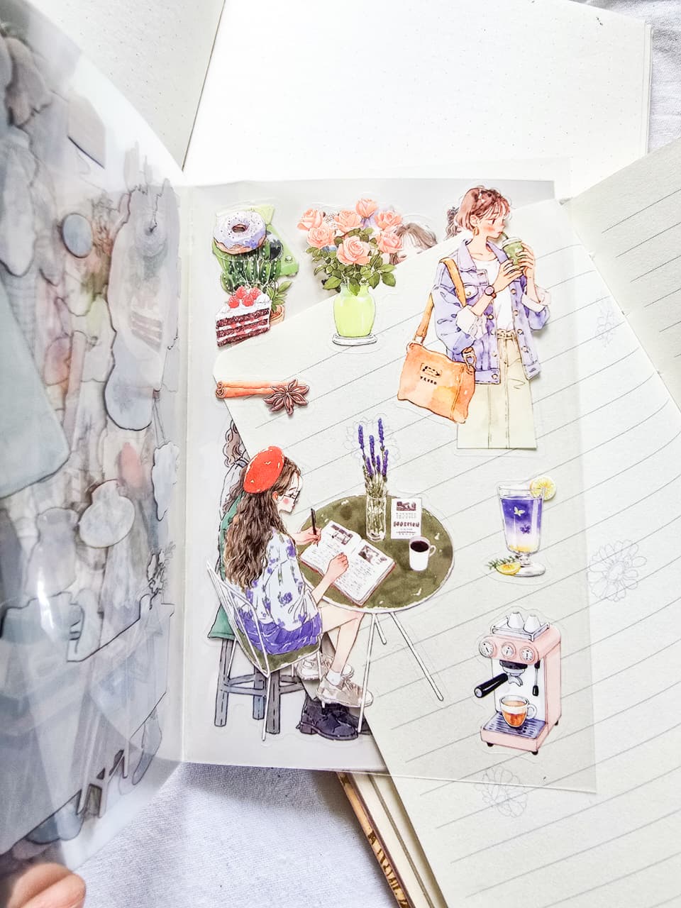 ZZPF2.0-402| Time by the Window Character Sticker Set | 300+ Stickers | Transparent PET Stickers Book | 20 Sheets