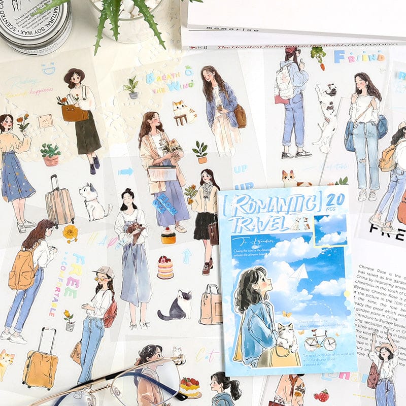 ZZPF-401| Cute Romantic Travel Themed PET Sticker Book | 20 Pcs Sticker Book