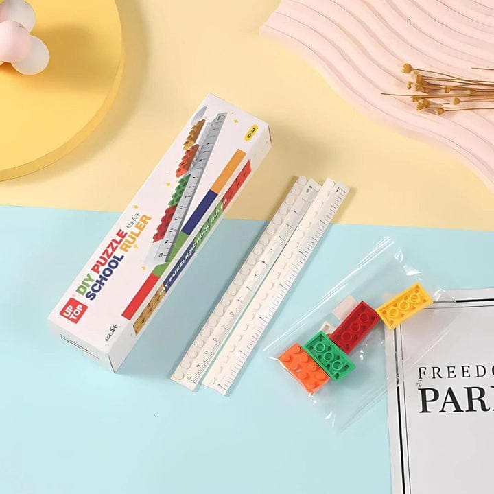DIY Puzzle School Ruler, a creative stationery tool that allows children to build and customize