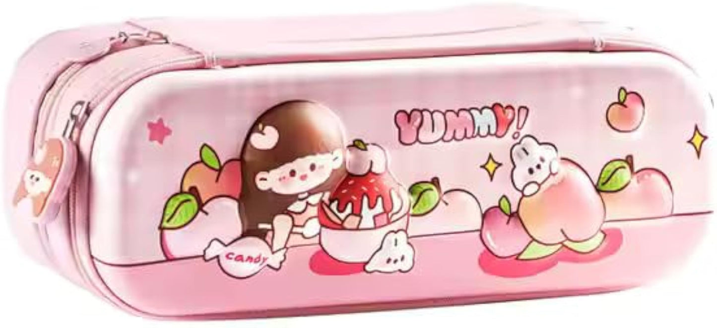 KBX-1062B |  Yummy Girl |
Double Layer Space Pencil Case,3D Cover  Pencil Zipper Pouch Bag,Compass School Kids Stylish Pen Holder Stationery Box |