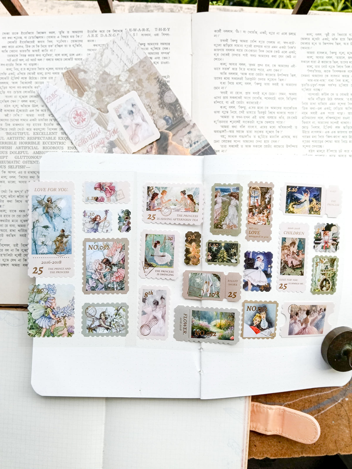 HJSGJ-603 |Stardust Fairy Tale Flower Letter Collection Time Stamp Sticker Album 3pcs |100* 150mm