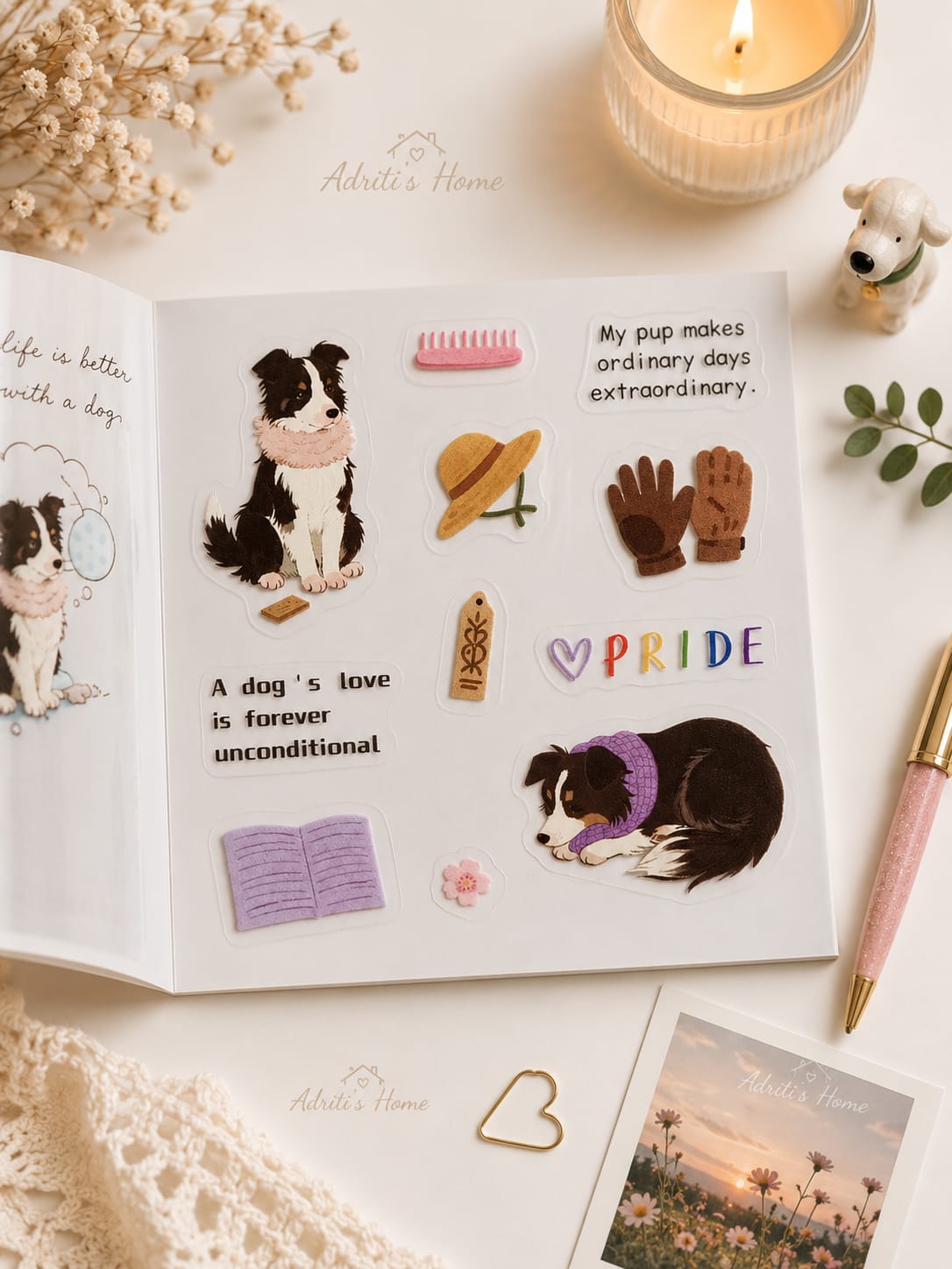 MRZYT-403| 20-Sheet PET Pet Theme Sticker Books Featuring Die-Cut Dog Designs | 80*80mm .
