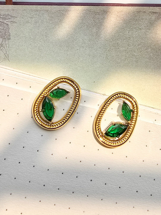 Green Stone Stud Earring