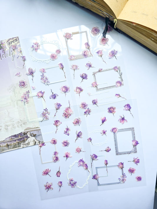 KJHY-606 | Dream Melody | PET |  Watercolour Flower Asthetic sticker | 100* 150mm