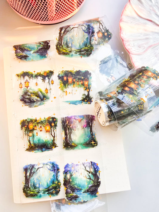 MHD-YHZY004|RD| Scenery Theme Transparent PET Sticker Roll | 60 mm | 2mtr