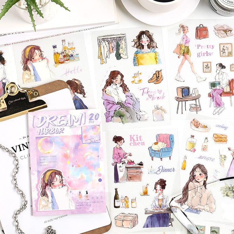 ZZPF-402| Dream Harbor transparent PET sticker sheets for scrapbooking and journaling |