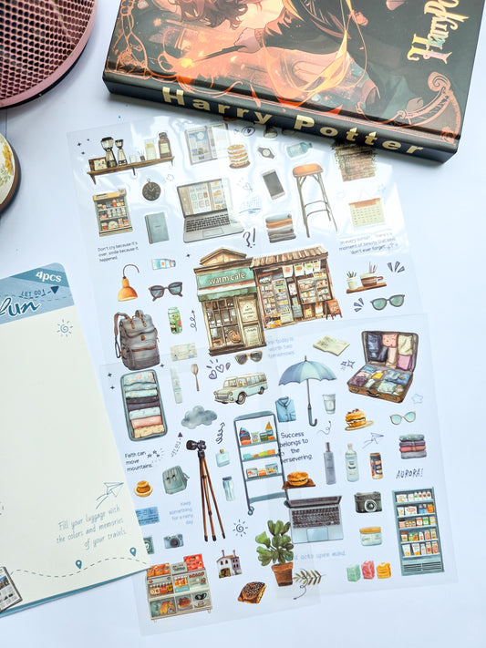 LTXQX-403 | Globe Fun Travel Theme Sticker PET | Pre cut Sticker | 4pcs Sticker set | 150* 100mm