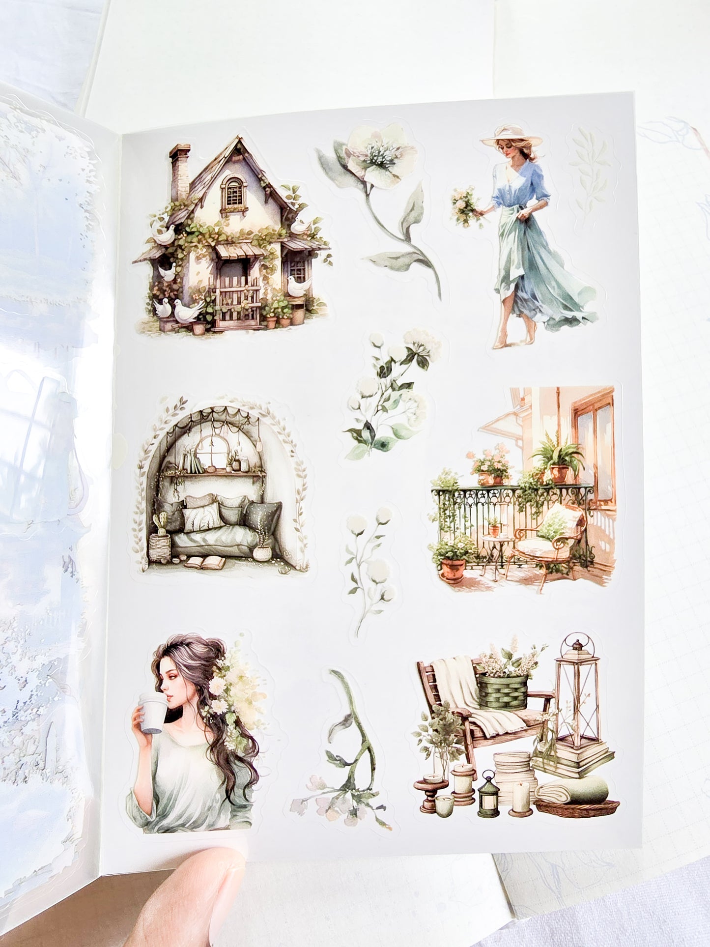 DSB-5348 | Four Seasons Tales Sticker Book | Featuring Vintage-Style Dreamy Aesthetics |  20 Sheets 10.5 * 14.8cm
