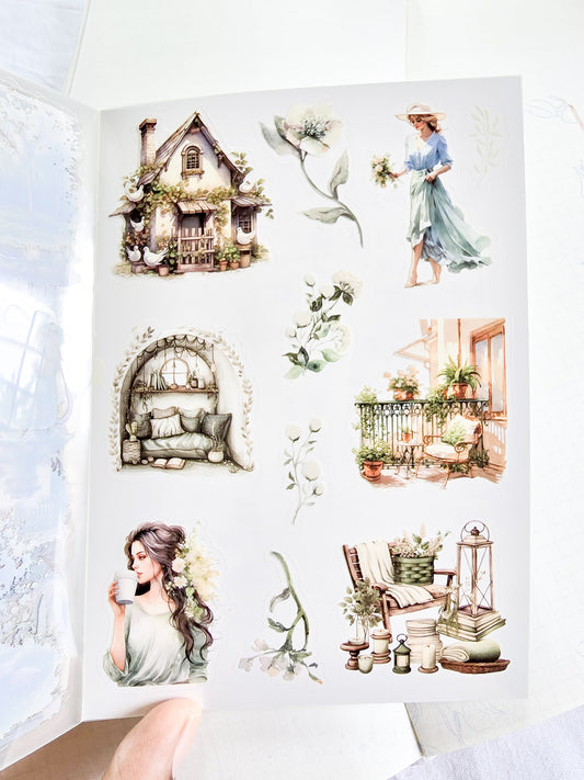 DSB-5348 | Four Seasons Tales Sticker Book | Featuring Vintage-Style Dreamy Aesthetics |  20 Sheets 10.5 * 14.8cm