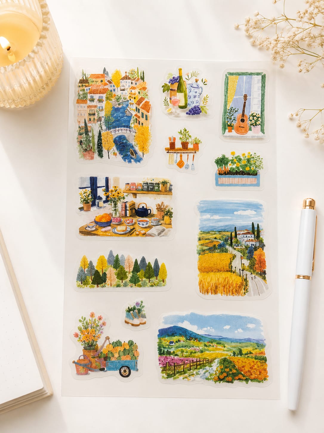 FGSJ- 403| Aesthetic Nature And Travel-Themed Stickers Book | Designed For Journaling And Scrapbooking |