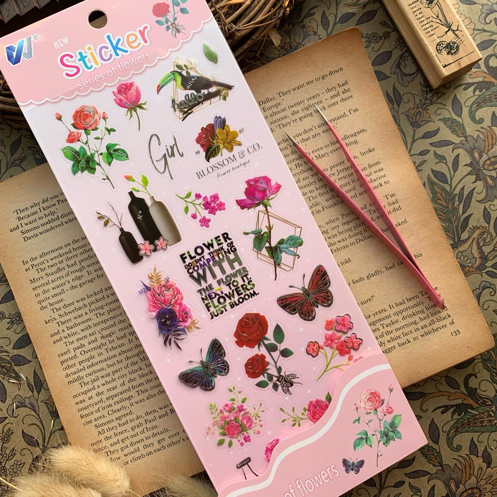 WXSU|G-8| #2 Transparent Floral Pet Stickers