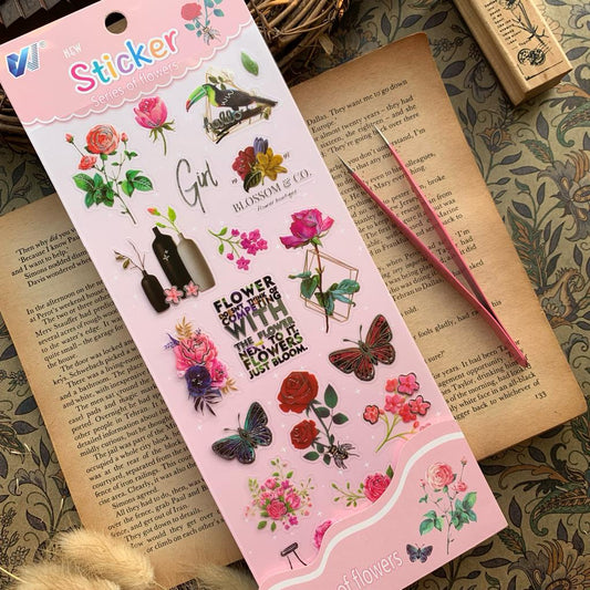 WXSU|G-8| #2 Transparent Floral Pet Stickers