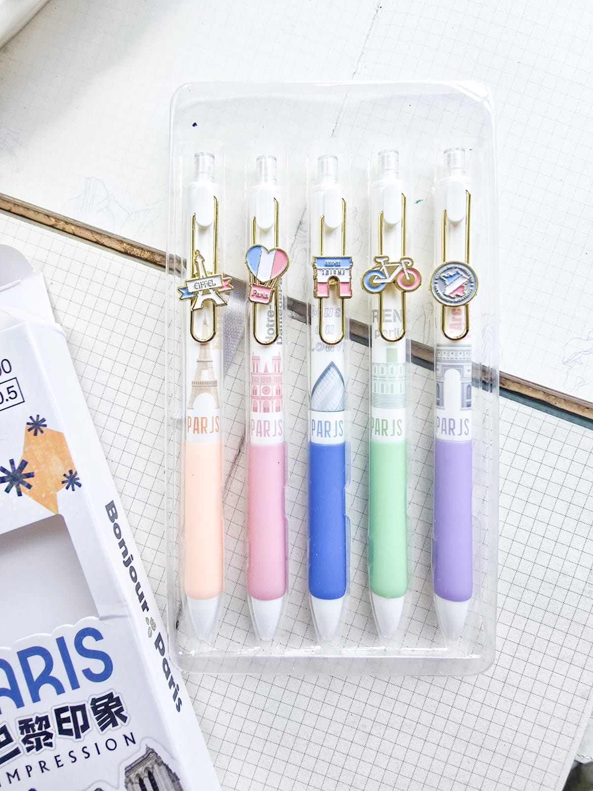 YS1090 |  Kawaii Paris Theme stationery Gel Pens| 5pcs | 0.5mm