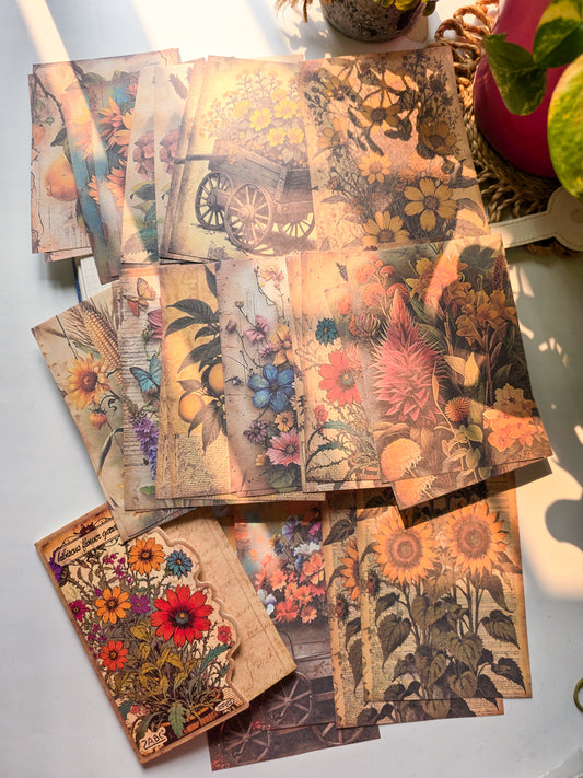 JLMB605 - material paper banana Lin Mobo series retro floral theme diy sticky material 30 sheets into |G-4|