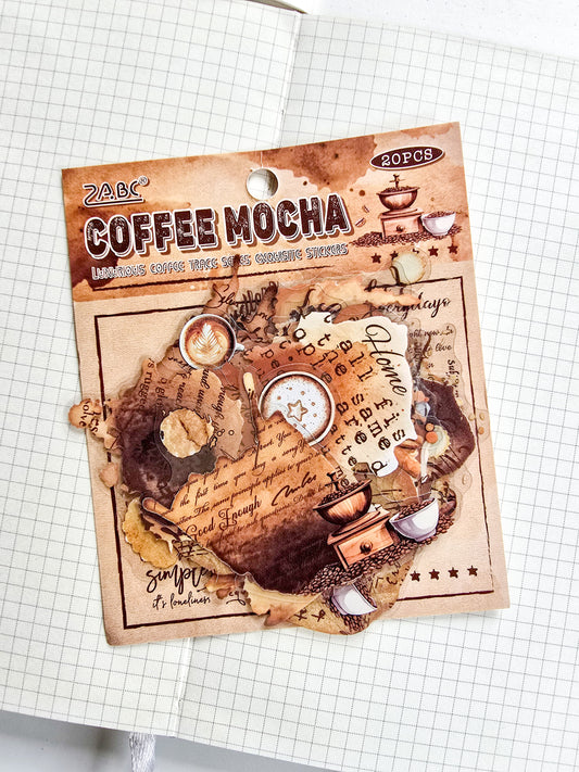 NXKJ-603 | COFFEE MOCHA LUXURIOS COFFEE TRACE SERIES EXQUISITE STICKERS 20 PCS | 70*70mm