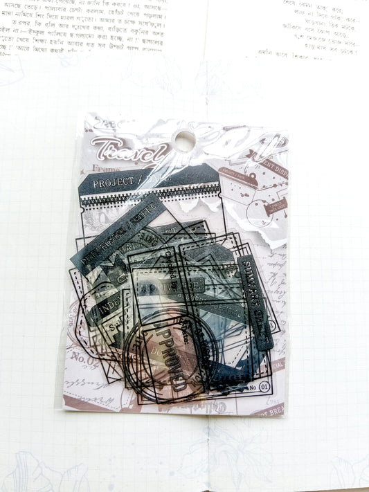 DAZY-404 | Travel Stamp Frame Archive PET Sticker 20Pcs | 40* 60mm