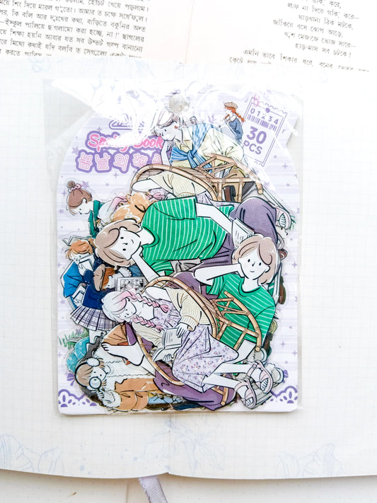 YRSH-602 | Spring Book Whisper   Character Sticker 30Pcs PET | 70* 80mm