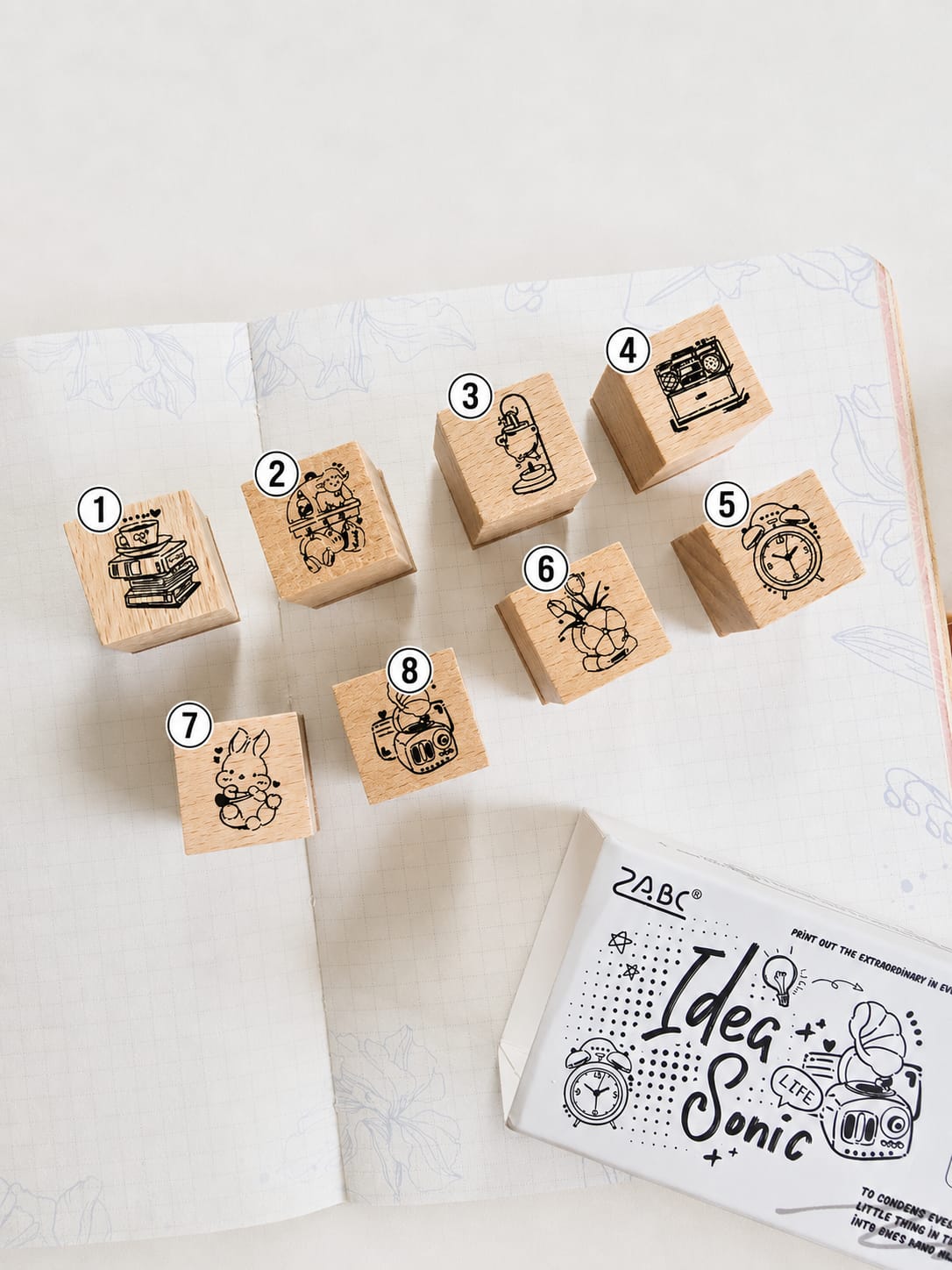 MKQX - 404 | SAMVARDHAN 1PCS Vintage Wooden Rubber Stamps With Themed Doodle Icons For Journaling |