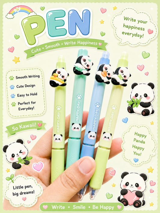 K9114 | 4Pcs | Kawaii Panda Erasable Gel Pen Set