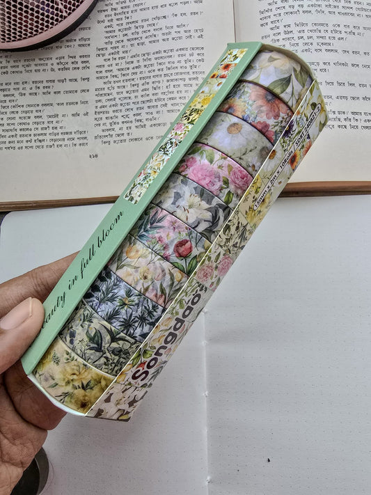 SDRT8212 | Beauty In Full Bloom Colour Full Flowers Washi Tape 10pcs Rolls 15mm*2m |