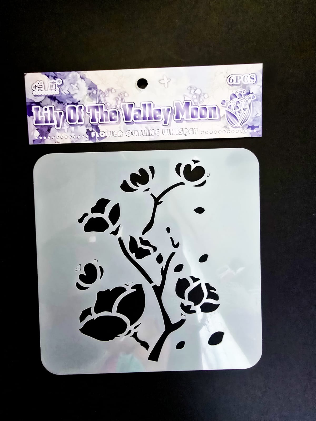 #16 HKDY-4-03 | Lily Of The Valley Moon Stencil | Flower Outline Whisper Stencil |