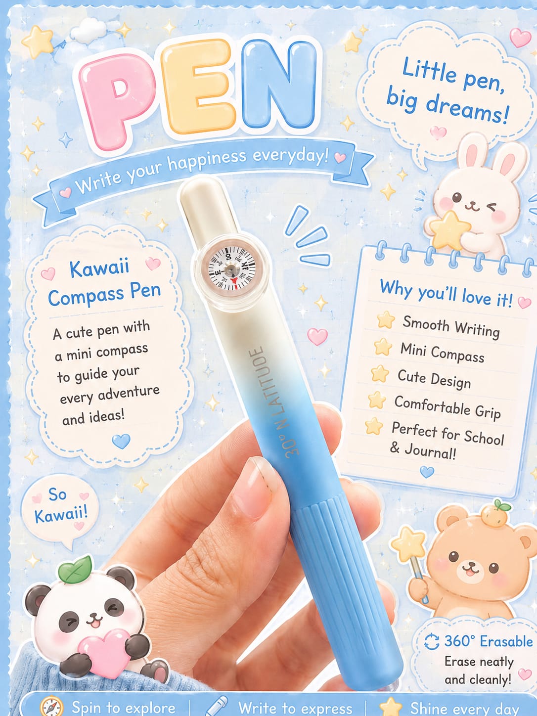 Languo Dodoo Compass Pen Blue