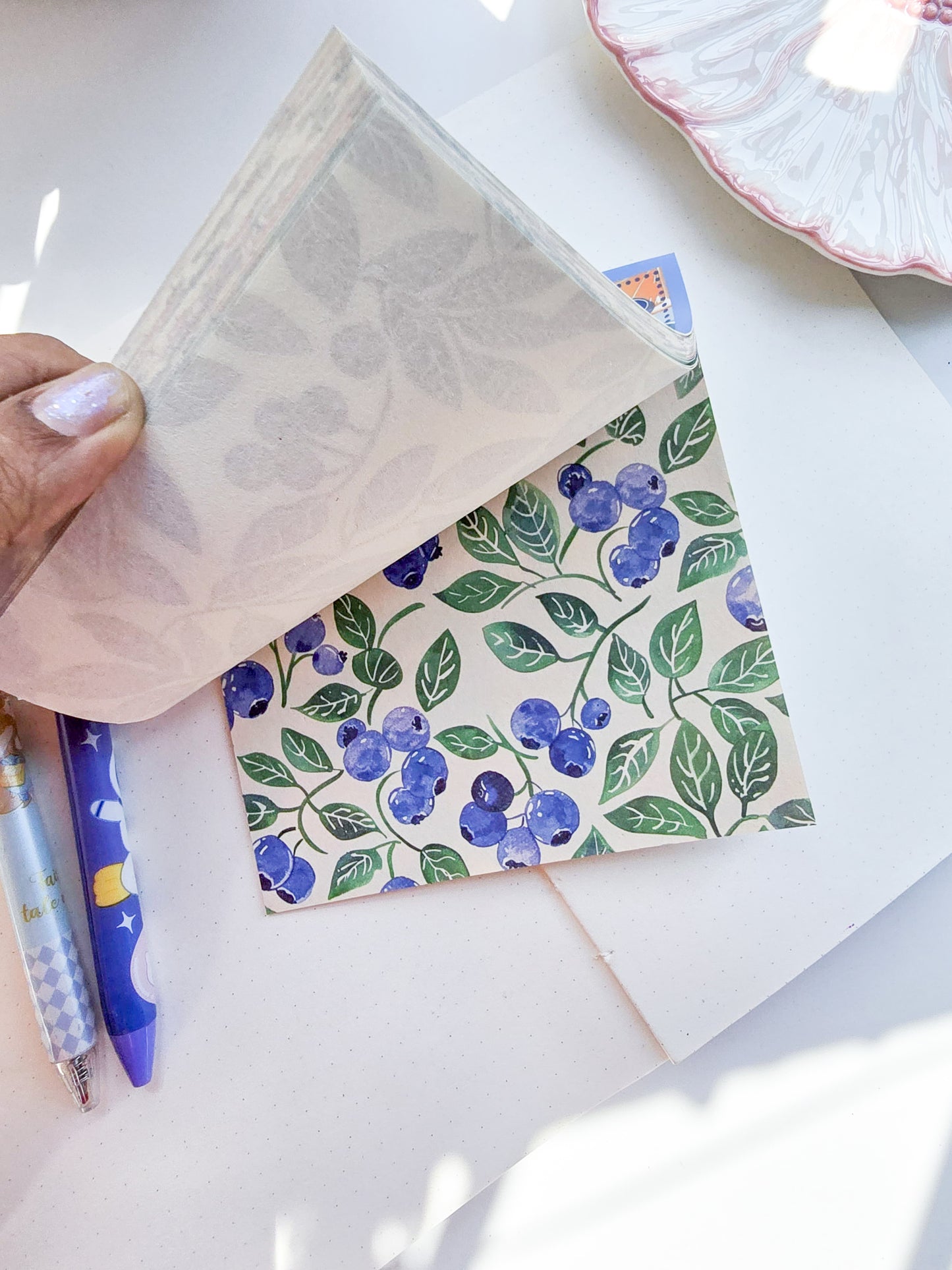 NXSG-603|G-4| Granny Smith Berries| Journal Paper| Floral Vintage Paper| Blue Theme|120*120mm 30 Pcs