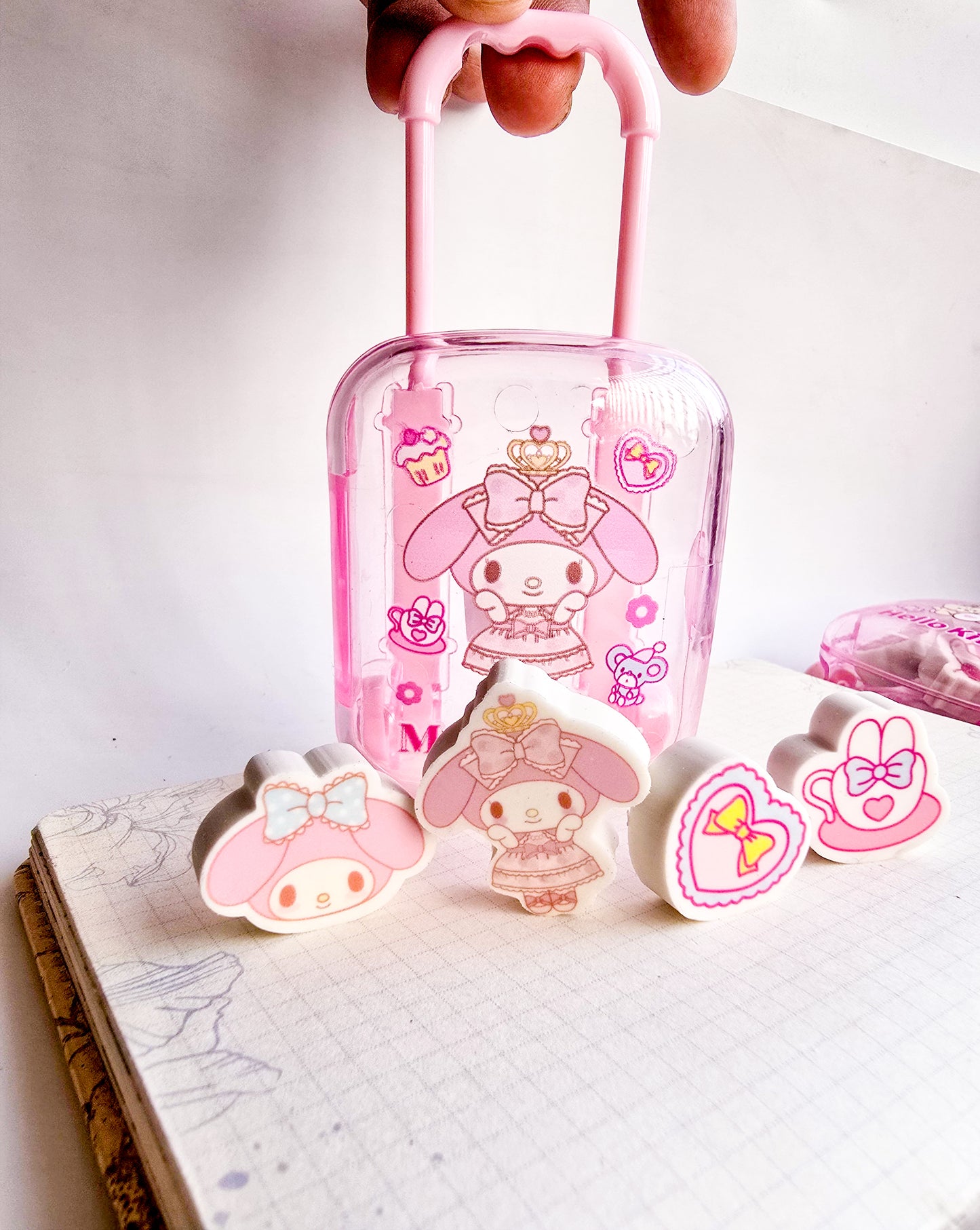 375 | Hello Kitty Cute Cat Trolley Basket Kawaii Eraser |